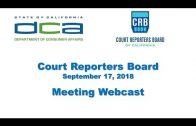 Court Reporters Board of California meeting – September 17, 2018